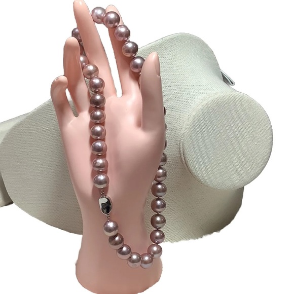 Round 11.5x12mm Edison Natural Purple Pink Cultured Pearl 17-18” Strand Necklace - Picture 3 of 9